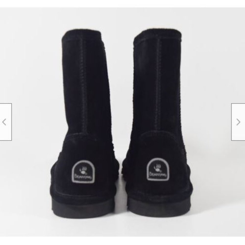 Bearpaw Elle Youth Black Suede Wool Blend Lining Pull On Calf Boot Sz 4 - Picture 4 of 5